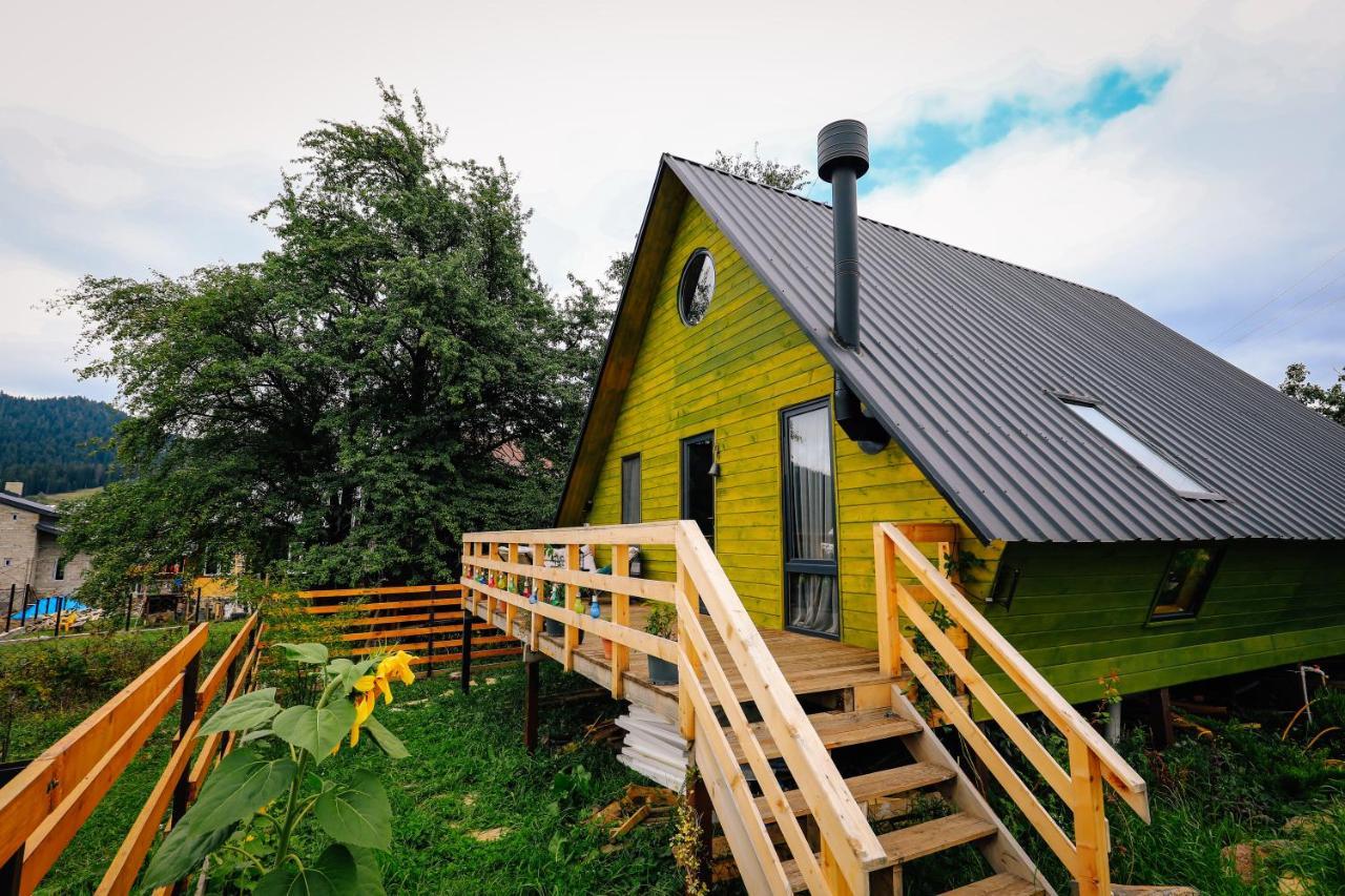 Wooden cottage green house in Bakoerjani Buitenkant foto